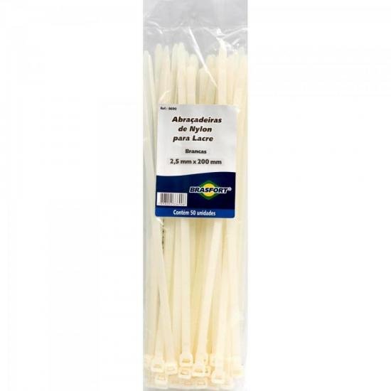Abraçadeira Nylon 2,5 x 200mm Branco BRASFORT (embalagem c/ 100 uni.) (56200)