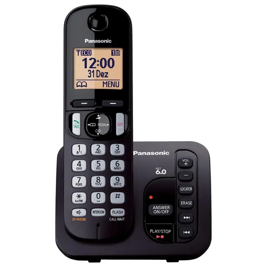 Telefone sem Fio com ID/Secretária/Viva Voz KX-TGC220LBB Preto Panasonic (56332)