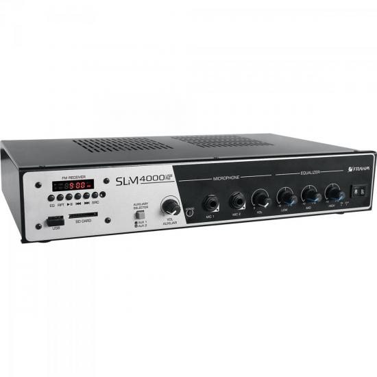 Amplificador para até 50 Caixas SLIM 4000 USB FM FRAHM por 0,00 à vista no boleto/pix ou parcele em até 1x sem juros. Compre na loja Mundomax!