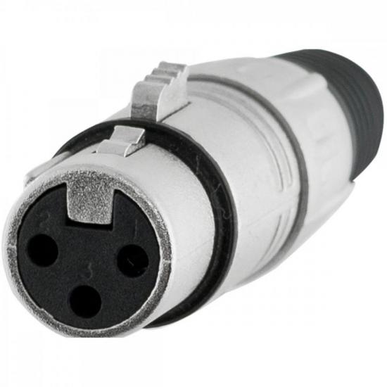 Conector XLR Fêmea 3 Pólos Niquelado HX001F Prata HYX por 21,00 à vista no boleto/pix ou parcele em até 1x sem juros. Compre na loja Mundomax!