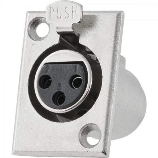 Conector XLR Fêmea Painel 3 Pólos com Trava Niquelado HX039F HYX por 11,80 à vista no boleto/pix ou parcele em até 1x sem juros. Compre na loja Mundomax!