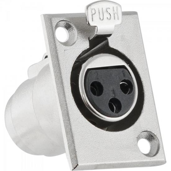 Conector XLR Fêmea Painel 3 Pólos com Trava Niquelado HX039F HYX por 11,80 à vista no boleto/pix ou parcele em até 1x sem juros. Compre na loja Mundomax!