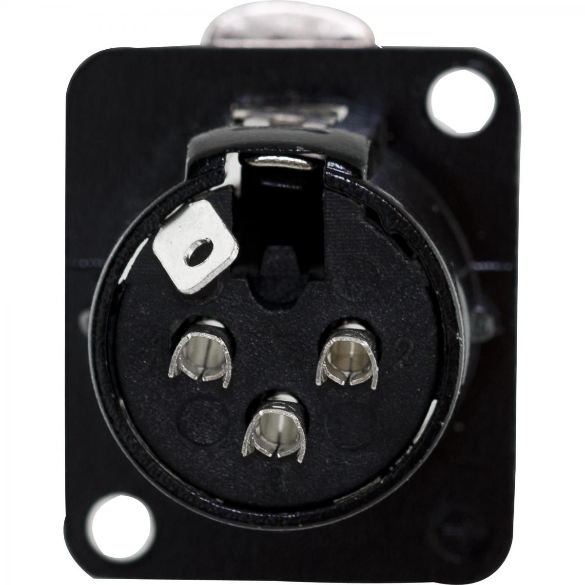 Conector XLR Fêmea Painel 3 Pólos Niquelado HX049F Preto HYX
