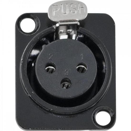 Conector XLR Fêmea Painel 3 Pólos Niquelado HX049F Preto HYX por 18,99 à vista no boleto/pix ou parcele em até 1x sem juros. Compre na loja Mundomax!