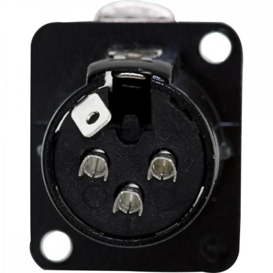 Conector XLR Fêmea Painel 3 Pólos Niquelado HX049F Preto HYX por 18,99 à vista no boleto/pix ou parcele em até 1x sem juros. Compre na loja Mundomax!