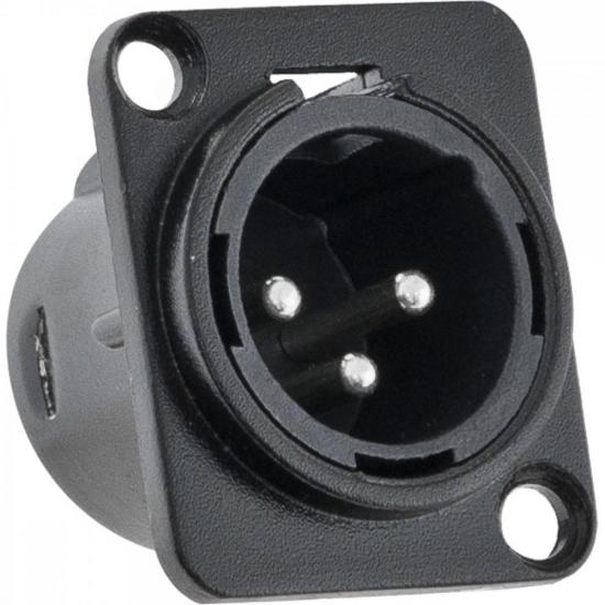 Conector XLR Macho Painel 3 Pólos Niquelado HX049M Preto HYX por 19,00 à vista no boleto/pix ou parcele em até 1x sem juros. Compre na loja Mundomax!