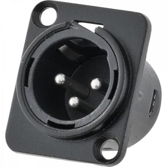 Conector XLR Macho Painel 3 Pólos Niquelado HX049M Preto HYX por 19,00 à vista no boleto/pix ou parcele em até 1x sem juros. Compre na loja Mundomax!