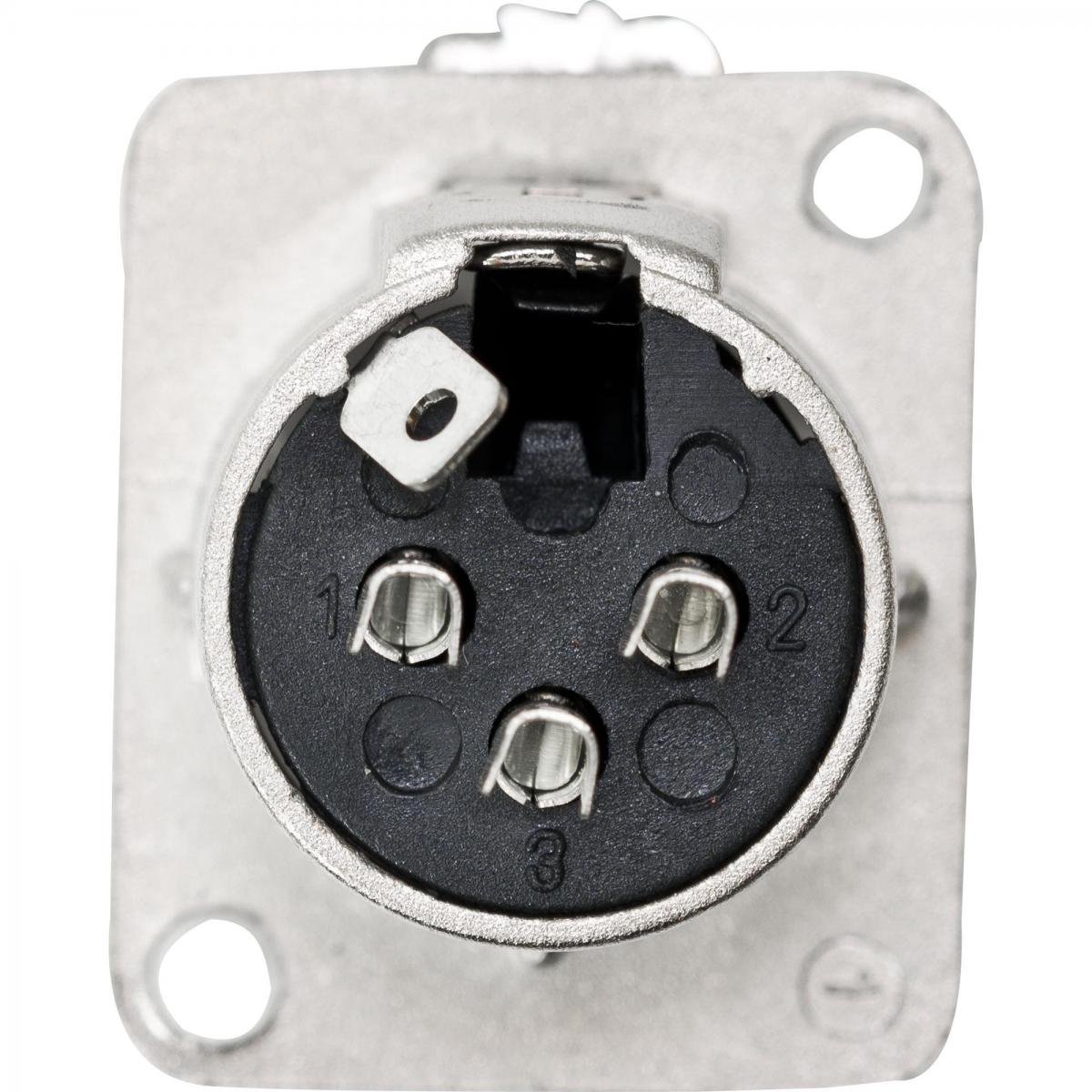 Conector XLR Fêmea Painel 3 Pólos Niquelado HX048F HYX - Mundomax