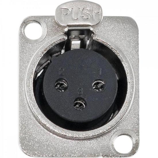 Conector XLR Fêmea Painel 3 Pólos Niquelado HX048F HYX por 20,00 à vista no boleto/pix ou parcele em até 1x sem juros. Compre na loja Mundomax!