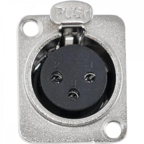 Conector XLR Fêmea Painel 3 Pólos Niquelado HX048F HYX por 20,00 à vista no boleto/pix ou parcele em até 1x sem juros. Compre na loja Mundomax!