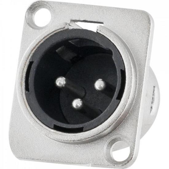 Conector XLR Macho Painel 3 Pólos Niquelado HX048M HYX por 19,00 à vista no boleto/pix ou parcele em até 1x sem juros. Compre na loja Mundomax!