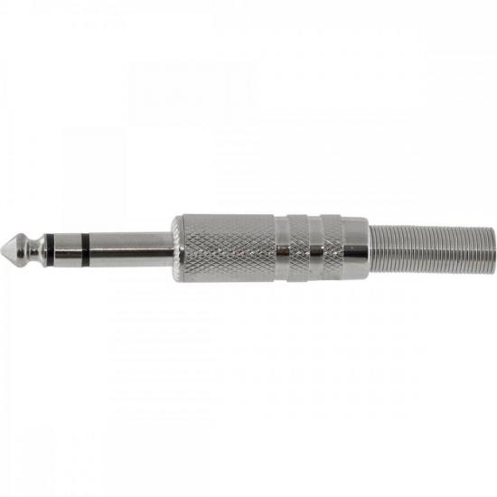 Conector P10 Macho Estéreo Niquelado HJ011S Prata HYX por 21,00 à vista no boleto/pix ou parcele em até 1x sem juros. Compre na loja Mundomax!