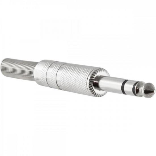 Conector P10 Macho Estéreo Niquelado HJ011S Prata HYX por 21,00 à vista no boleto/pix ou parcele em até 1x sem juros. Compre na loja Mundomax!