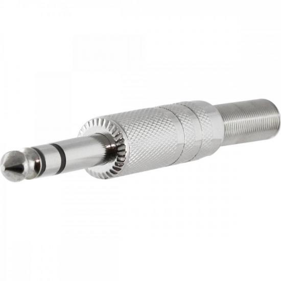 Conector P10 Macho Estéreo Niquelado HJ011S Prata HYX por 21,00 à vista no boleto/pix ou parcele em até 1x sem juros. Compre na loja Mundomax!