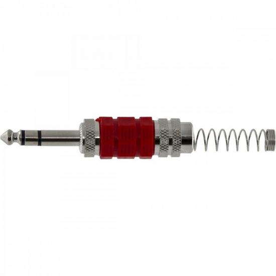 Conector P10 Macho Estéreo Niquelado HJ018S Vermelho HYX por 5,99 à vista no boleto/pix ou parcele em até 1x sem juros. Compre na loja Mundomax!