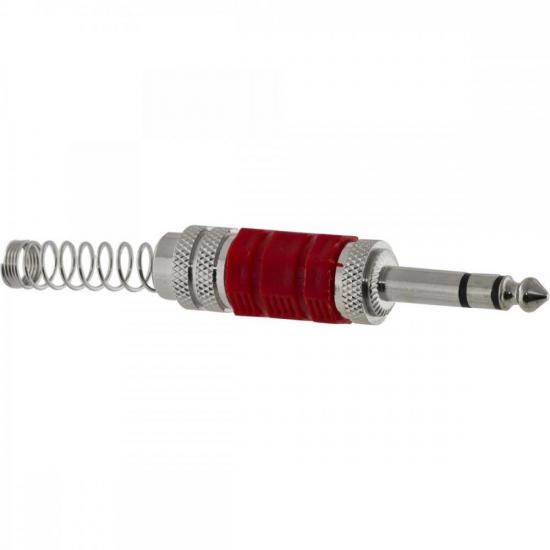 Conector P10 Macho Estéreo Niquelado HJ018S Vermelho HYX por 5,99 à vista no boleto/pix ou parcele em até 1x sem juros. Compre na loja Mundomax!