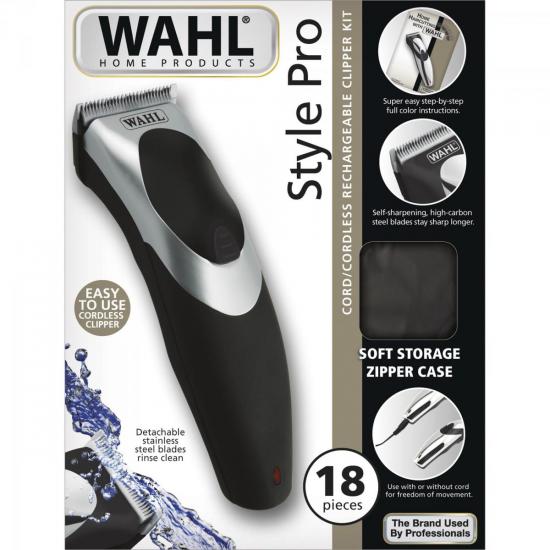 Máquina de Corte Bivolt STYLE PRO Preto/Prata WAHL por 0,00 à vista no boleto/pix ou parcele em até 1x sem juros. Compre na loja Mundomax!