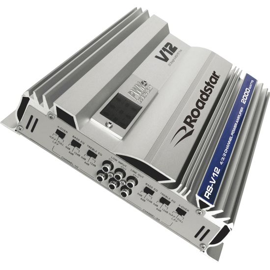 Amplificador Mosfet \"A\" 2000W RS-V12 Prata ROADSTAR por 0,00 à vista no boleto/pix ou parcele em até 1x sem juros. Compre na loja Mundomax!