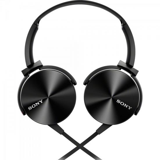 Fone de Ouvido com Microfone MDR-XB450AP EXTRA BASS Preto SONY por 0,00 à vista no boleto/pix ou parcele em até 1x sem juros. Compre na loja Mundomax!