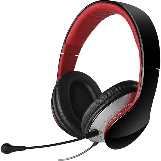 Headset com Alça e Microfone Dobrável e Removível K830 Preto e Vermelho (56664)