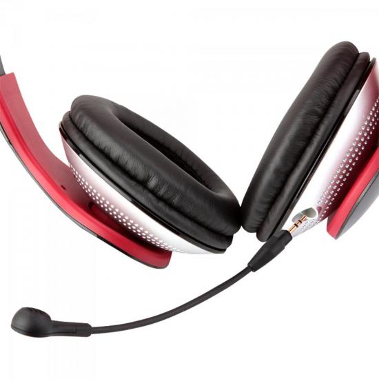 Headset com Alça e Microfone Dobrável e Removível K830 Preto e Vermelho por 0,00 à vista no boleto/pix ou parcele em até 1x sem juros. Compre na loja Mundomax!