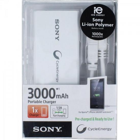 Carregador Portátil USB 3000mAh CP-V3 Branco SONY por 0,00 à vista no boleto/pix ou parcele em até 1x sem juros. Compre na loja Mundomax!