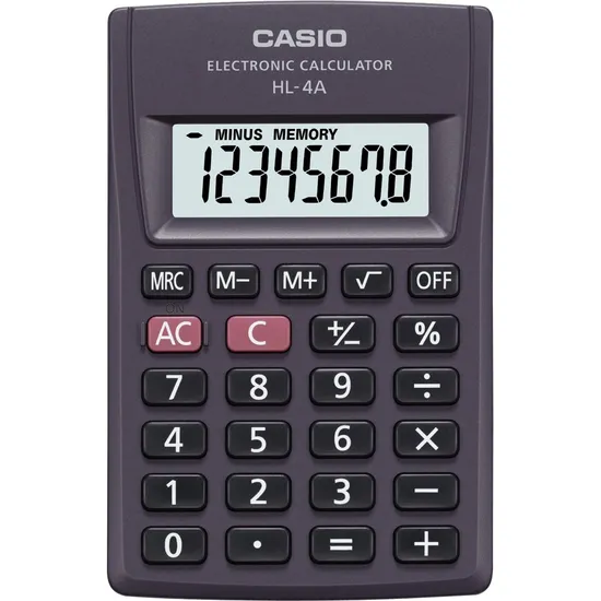 Calculadora de Bolso Casio HL-4A 8 Dígitos Preta por 16,99 à vista no boleto/pix ou parcele em até 1x sem juros. Compre na loja Mundomax!