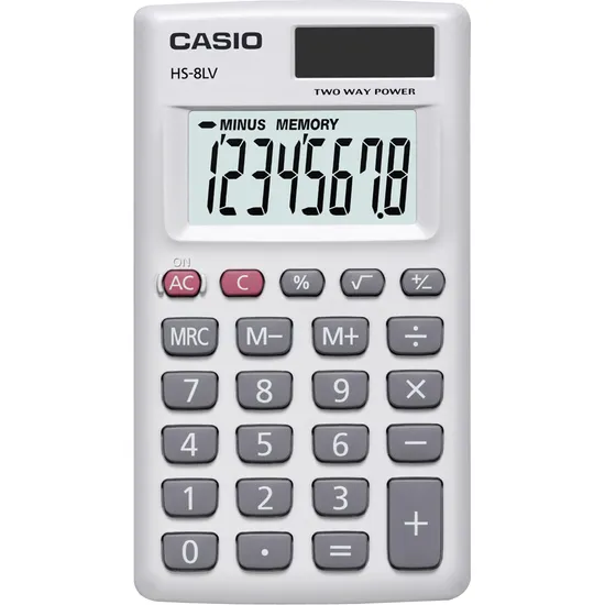 Calculadora de Bolso 8 Dígitos HS8LV Branca CASIO por 0,00 à vista no boleto/pix ou parcele em até 1x sem juros. Compre na loja Mundomax!