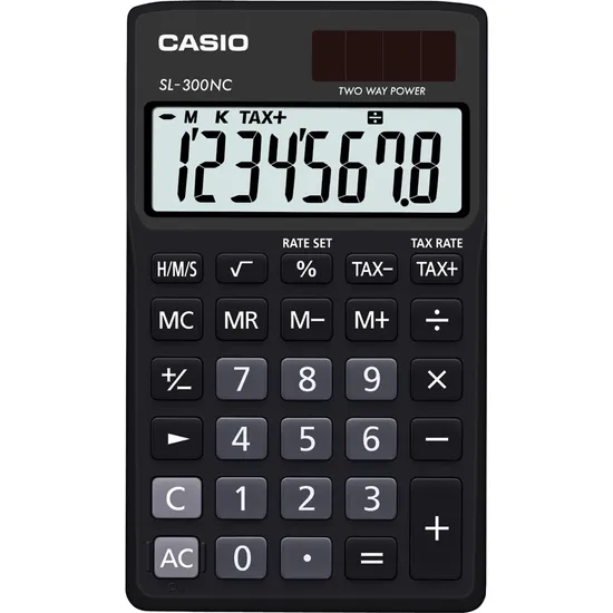 Calculadora de Bolso 8 Dígitos SL300NC Preta CASIO por 0,00 à vista no boleto/pix ou parcele em até 1x sem juros. Compre na loja Mundomax!