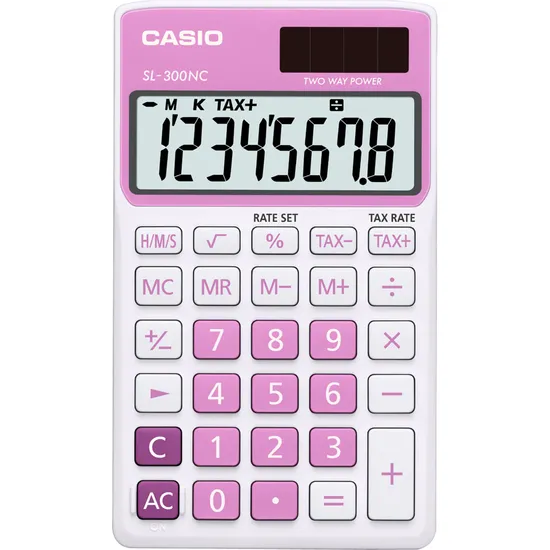 Calculadora de Bolso 8 Dígitos SL300NC Rosa CASIO por 0,00 à vista no boleto/pix ou parcele em até 1x sem juros. Compre na loja Mundomax!