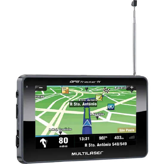 Navegador GPS com TV/Radio FM/Leitor de USB/SD GP034 Preto MULTILASER (56851)