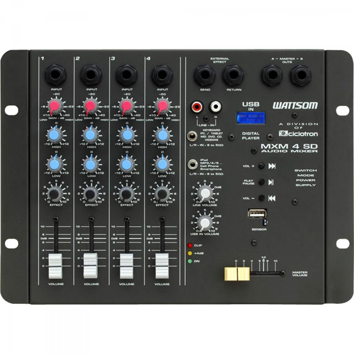 Mesa de Som 4 Canais MXM4SD Preto CICLOTRON - Mundomax
