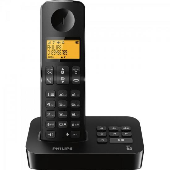 Telefone sem Fio com ID/Secretária Eletrônica/Viva-Voz D2151B/BR Preto por 0,00 à vista no boleto/pix ou parcele em até 1x sem juros. Compre na loja Mundomax!