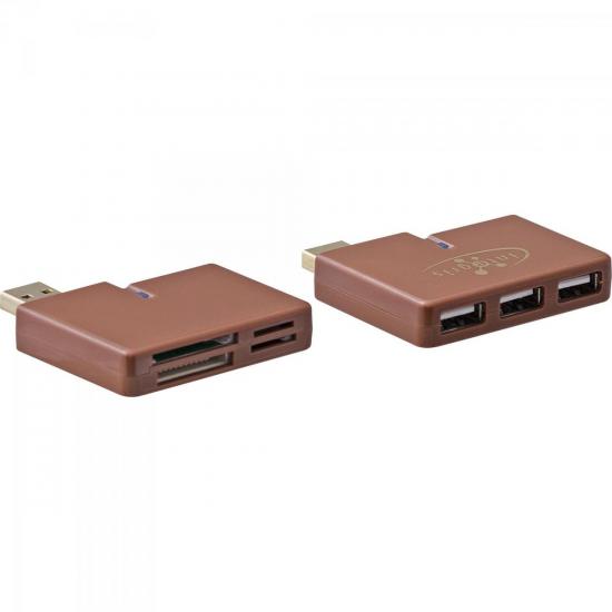 Hub + Leitor de Cartão AV100 Marrom INTEGRIS por 0,00 à vista no boleto/pix ou parcele em até 1x sem juros. Compre na loja Mundomax!