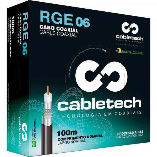 Coaxial RGE 06 90% Branco Rolo 100m CABLETECH por 0,00 à vista no boleto/pix ou parcele em até 1x sem juros. Compre na loja Mundomax!