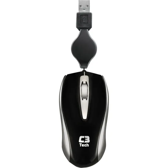 Mini Mouse Retátil USB 800DPI MS3209 Preto C3 TECH (57331)