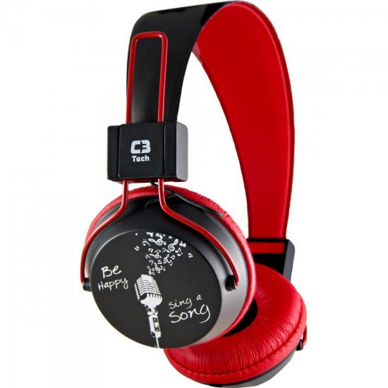 Fone de Ouvido Estéreo MI-2358RR Vermelho/Preto C3 TECH por 0,00 à vista no boleto/pix ou parcele em até 1x sem juros. Compre na loja Mundomax!