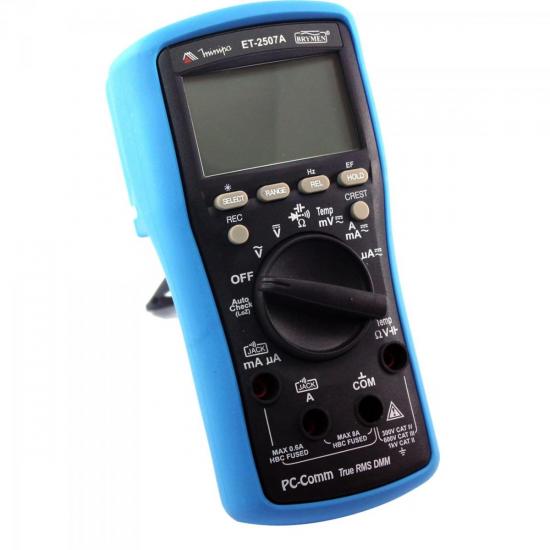 Multímetro Digital ET2507A Preto e Azul MINIPA por 0,00 à vista no boleto/pix ou parcele em até 1x sem juros. Compre na loja Mundomax!