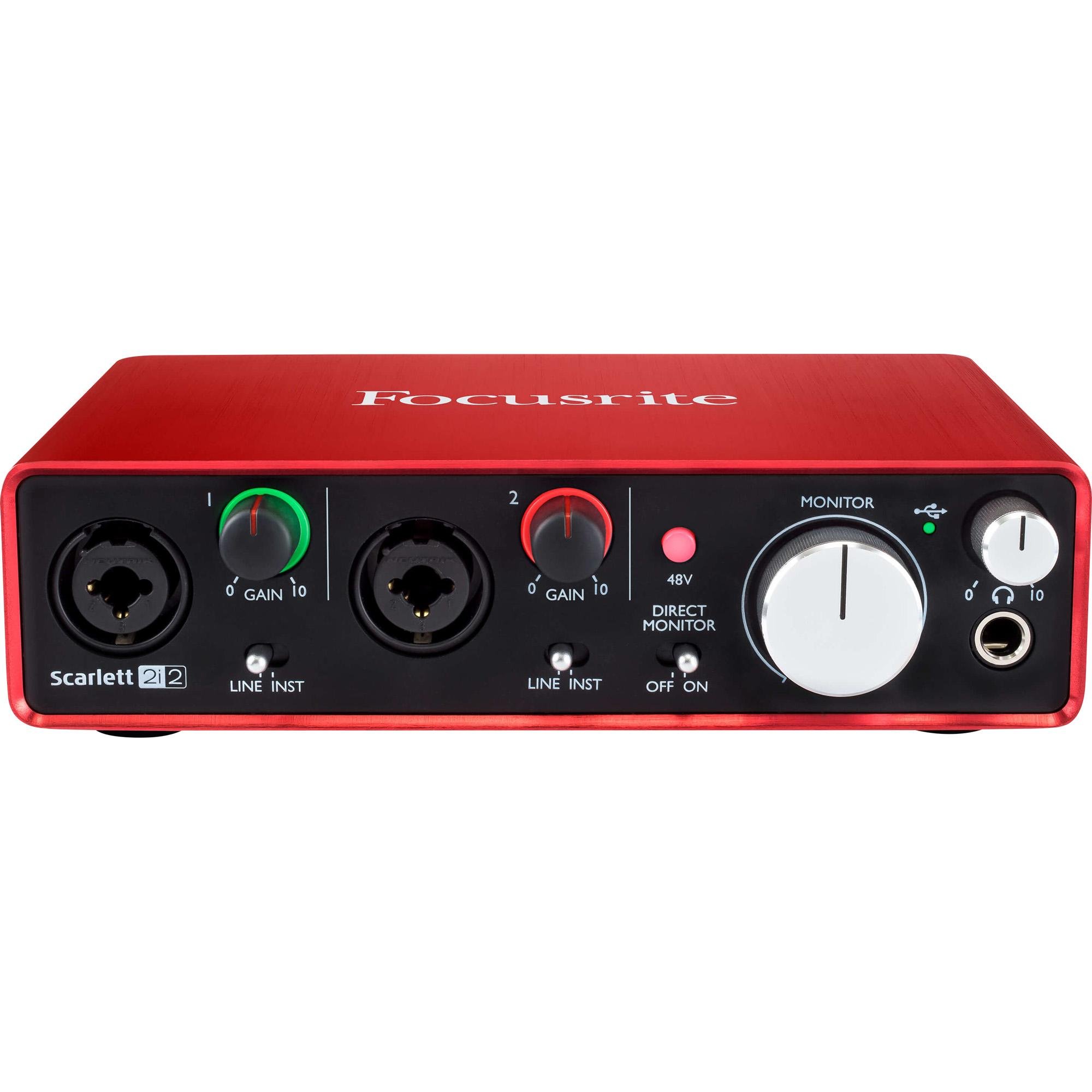 Interface de Áudio Scarlett 2i2 Vermelha FOCUSRITE Mundomax