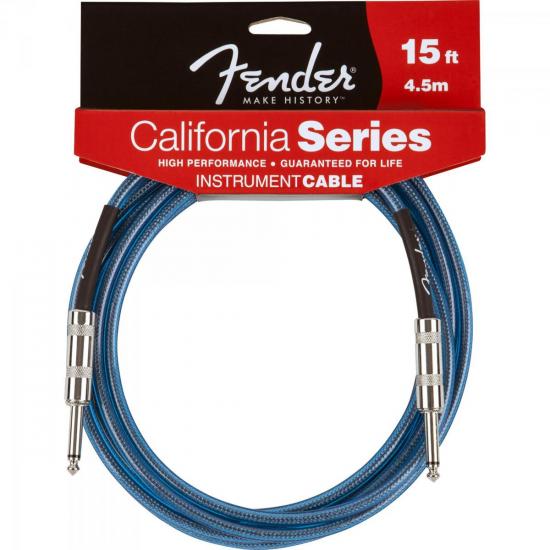 Cabo para Instrumentos P10 x P10 4,5m CALIFORNIA SERIES Azul FENDER por 0,00 à vista no boleto/pix ou parcele em até 1x sem juros. Compre na loja Mundomax!