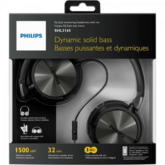 Fone de Ouvido Estilo DJ com Microfone Integrado SHL3165BK/00 PHILIPS por 0,00 à vista no boleto/pix ou parcele em até 1x sem juros. Compre na loja Mundomax!