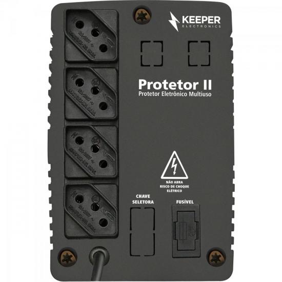 Protetor Eletrônico 500VA Bivolt PROTETOR II Preto KEEPER por 0,00 à vista no boleto/pix ou parcele em até 1x sem juros. Compre na loja Mundomax!