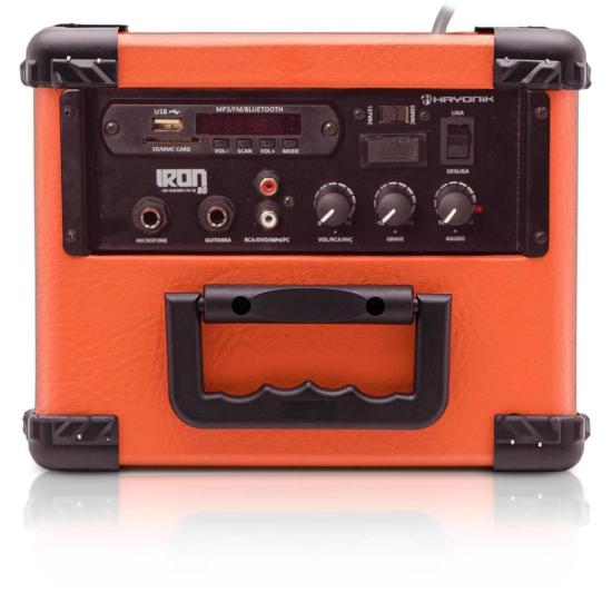 Caixa de Som Multiuso HAYONIK Iron 80 20W Bluetooth Laranja por 578,99 à vista no boleto/pix ou parcele em até 10x sem juros. Compre na loja Mundomax!