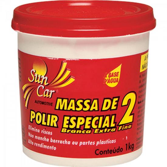 Massa de Polir Especial 2 a Base de Água 1kg EXTRA FINA Branca SUN CAR por 0,00 à vista no boleto/pix ou parcele em até 1x sem juros. Compre na loja Mundomax!