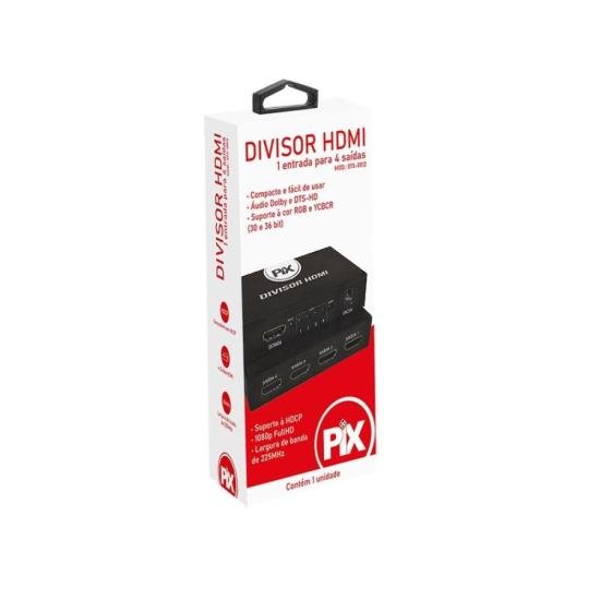 Divisor HDMI 1.3 1 Entrada X 4 Saídas Chip Sce Preto Pix por 110,00 à vista no boleto/pix ou parcele em até 4x sem juros. Compre na loja Mundomax!
