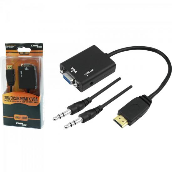 Conversor HDMI x VGA Preto CHIP SCE por 0,00 à vista no boleto/pix ou parcele em até 1x sem juros. Compre na loja Mundomax!