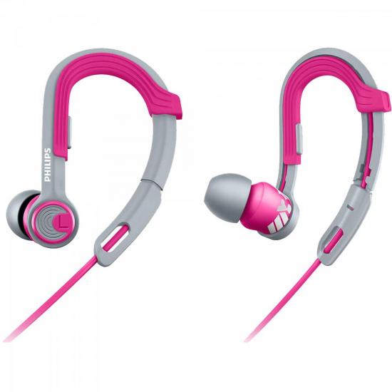 Fone de Ouvido Esportivo Gancho Ajustável SHQ3300PK/00 Rosa PHILIPS por 0,00 à vista no boleto/pix ou parcele em até 1x sem juros. Compre na loja Mundomax!