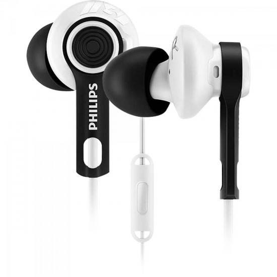 Fone de Ouvido Esportivo Com Microfone SHQ2305WS/00 Preto/Branco PHILIPS por 0,00 à vista no boleto/pix ou parcele em até 1x sem juros. Compre na loja Mundomax!
