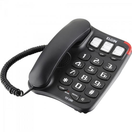 Telefone com Fio TCF2300 Preto ELGIN por 0,00 à vista no boleto/pix ou parcele em até 1x sem juros. Compre na loja Mundomax!