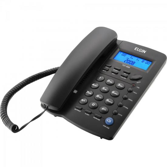 Telefone de Mesa com Identificador de Chamadas e Viva-voz TCF3000 Preto (58617)